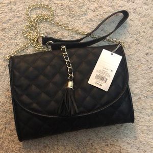 Black quilted handbag